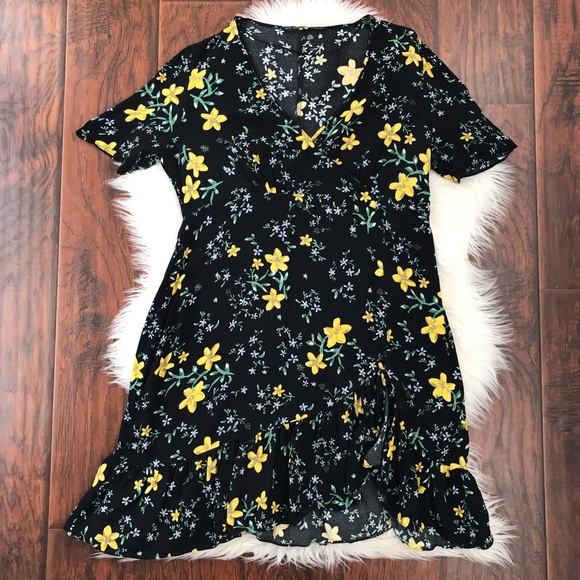 Zara Dresses Black Faux Wrap Floral Dress Poshmark